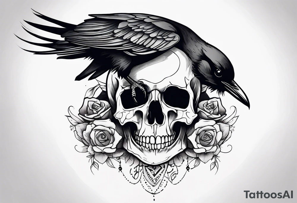 Raven on a Skull tattoo idea
