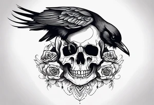 Raven on a Skull tattoo idea