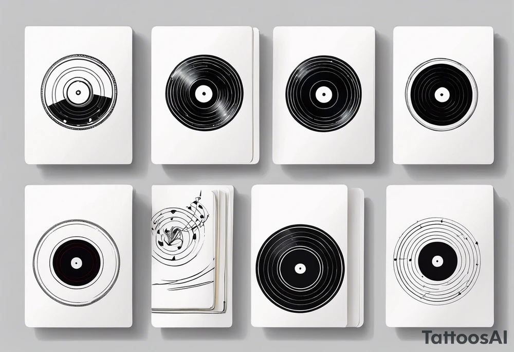 Vinyl music record cards inside tattoo idea