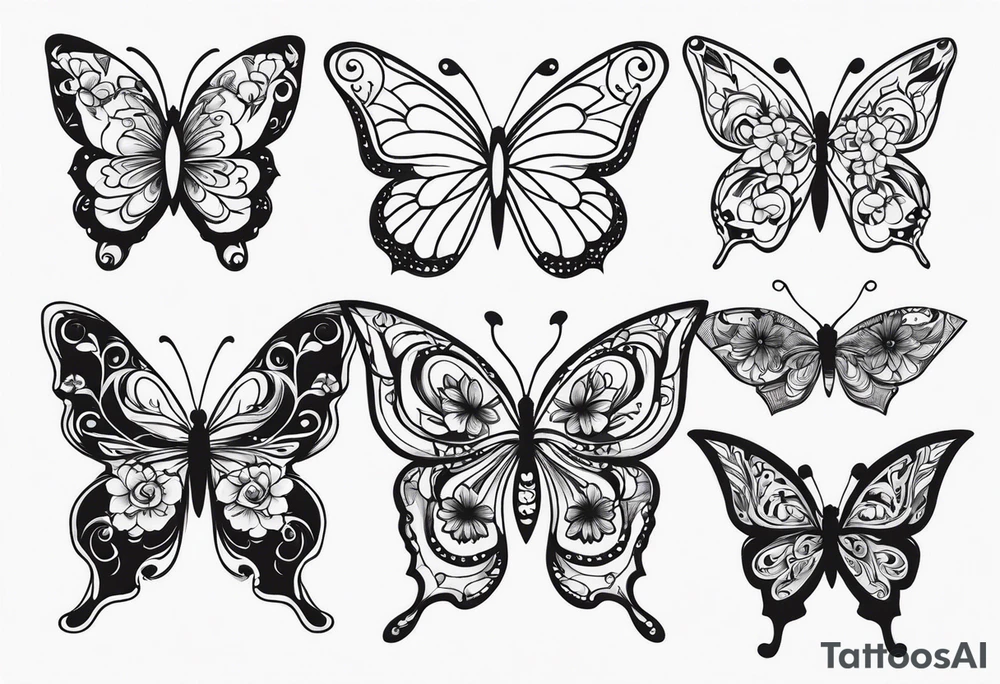 Butterflies and flowers tattoo idea