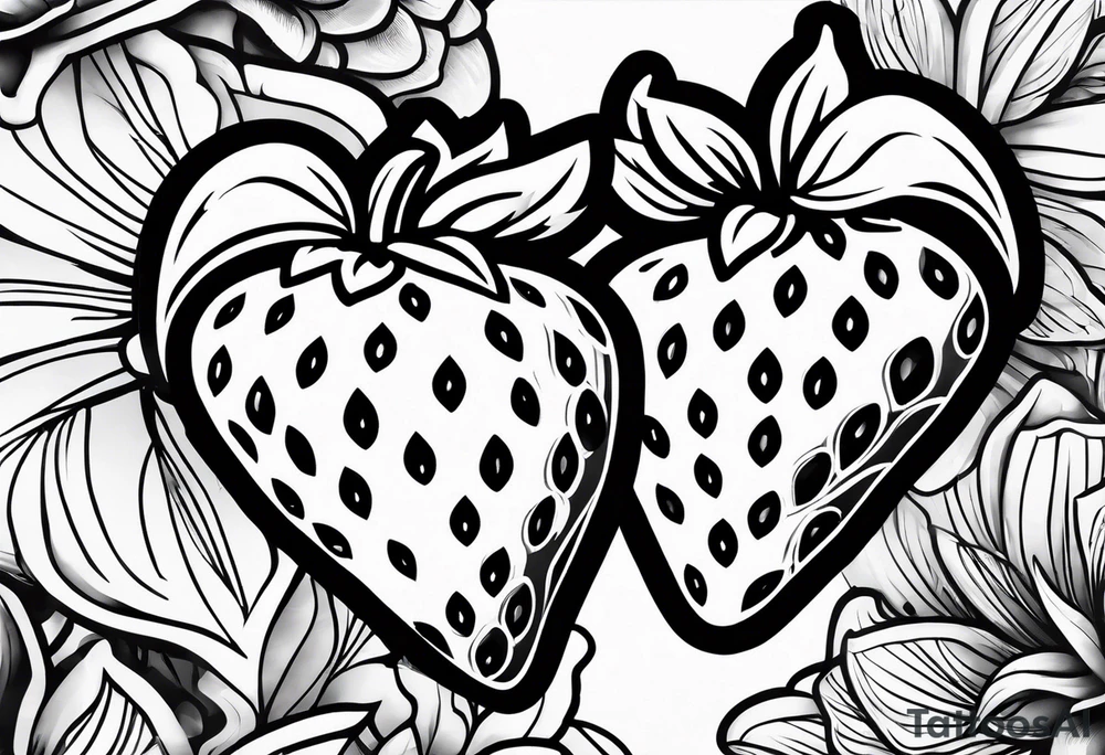 one graffiti style Strawberry, no background tattoo idea