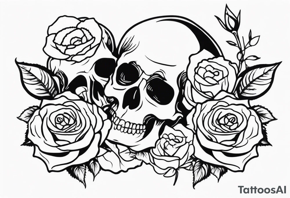I want free skulls melting into each other in the background being roses tattoo idea