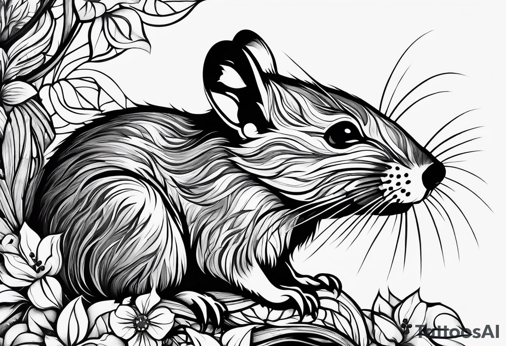 Wood rat, feminine, gentle, seen from underneath tattoo idea