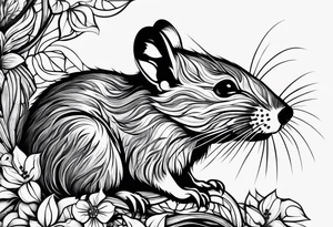 Wood rat, feminine, gentle, seen from underneath tattoo idea