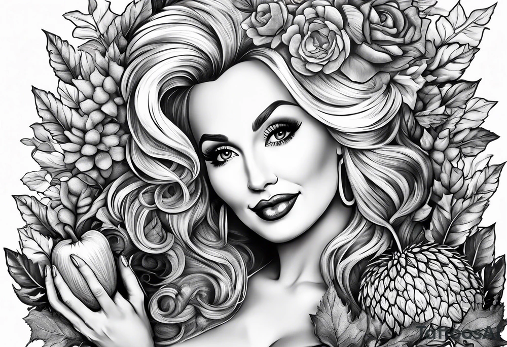 Dolly Parton holding an acorn tattoo idea