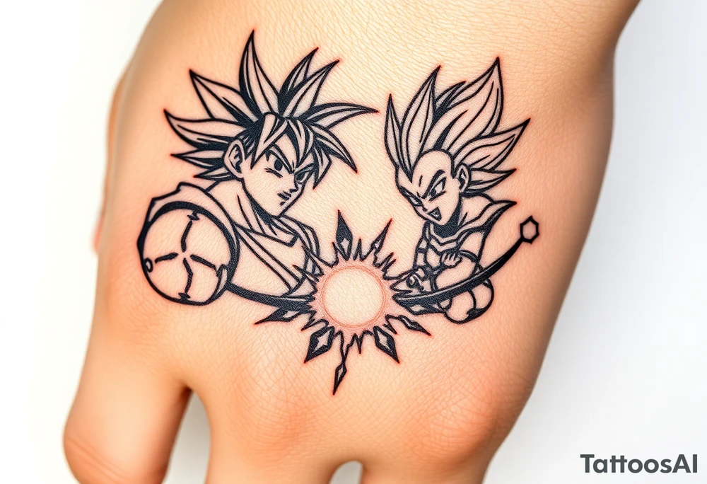legendary dragonball z scene with energy aura and power effects tattoo idea