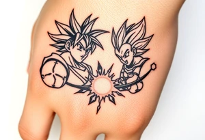 legendary dragonball z scene with energy aura and power effects tattoo idea