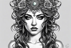 medusa tattoo with cracks in her face and blood oozing out her eyes tattoo idea
