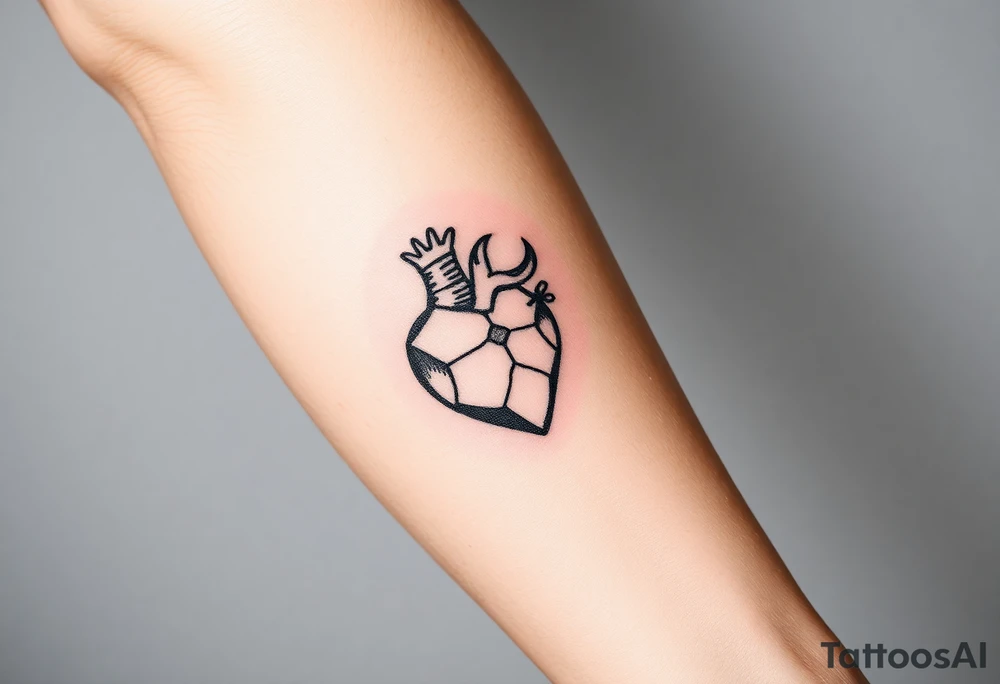 Heart and moon combination tattoo idea