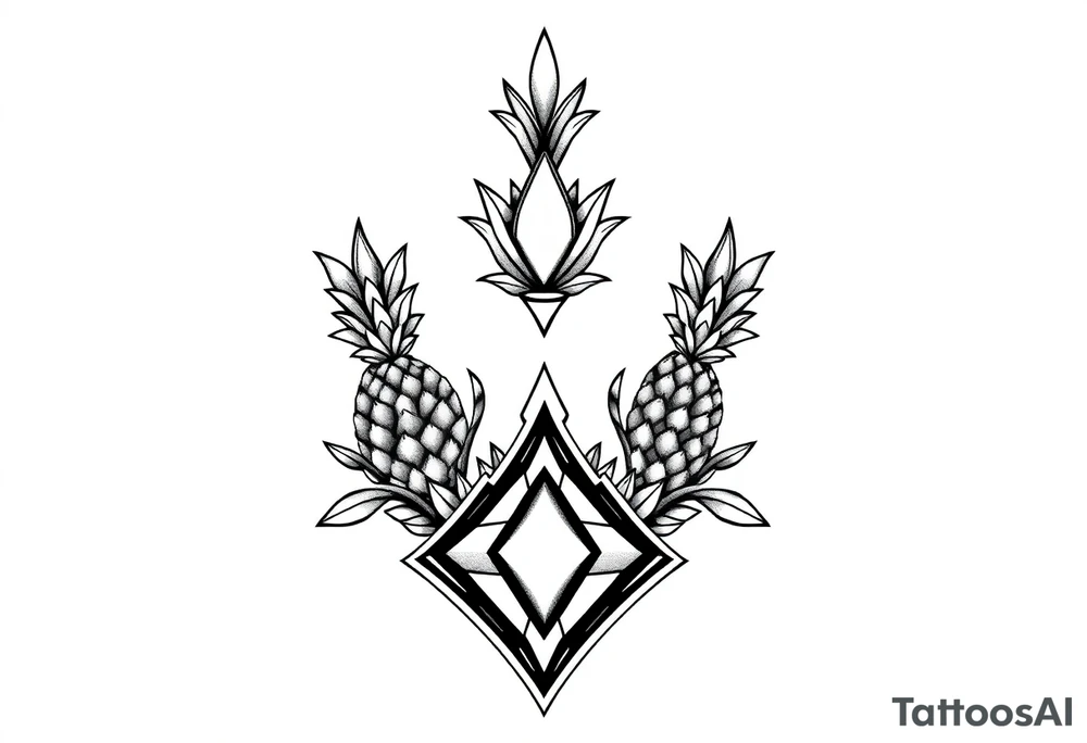 Pubic crown wide top pineapple 
 diamond vagina and anus tattoo idea