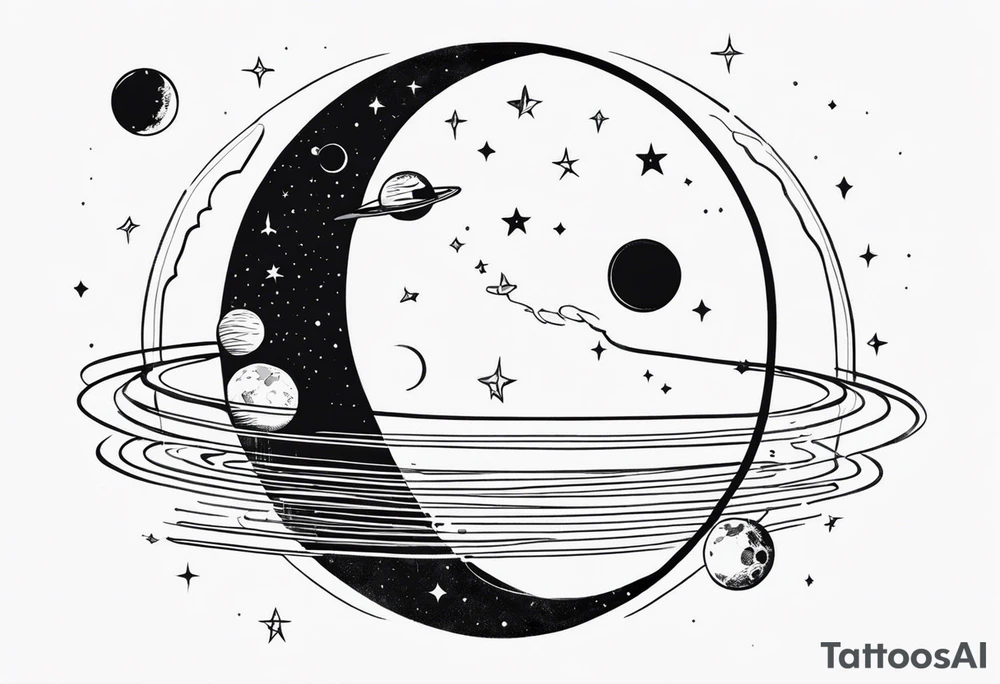 A trip to the moon 6x6 tattoo idea