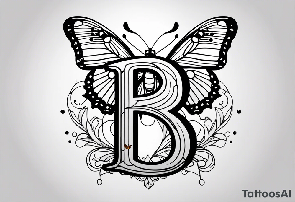 The initials R and S with a small butterfly on the S tattoo idea