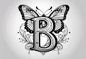 The initials R and S with a small butterfly on the S tattoo idea