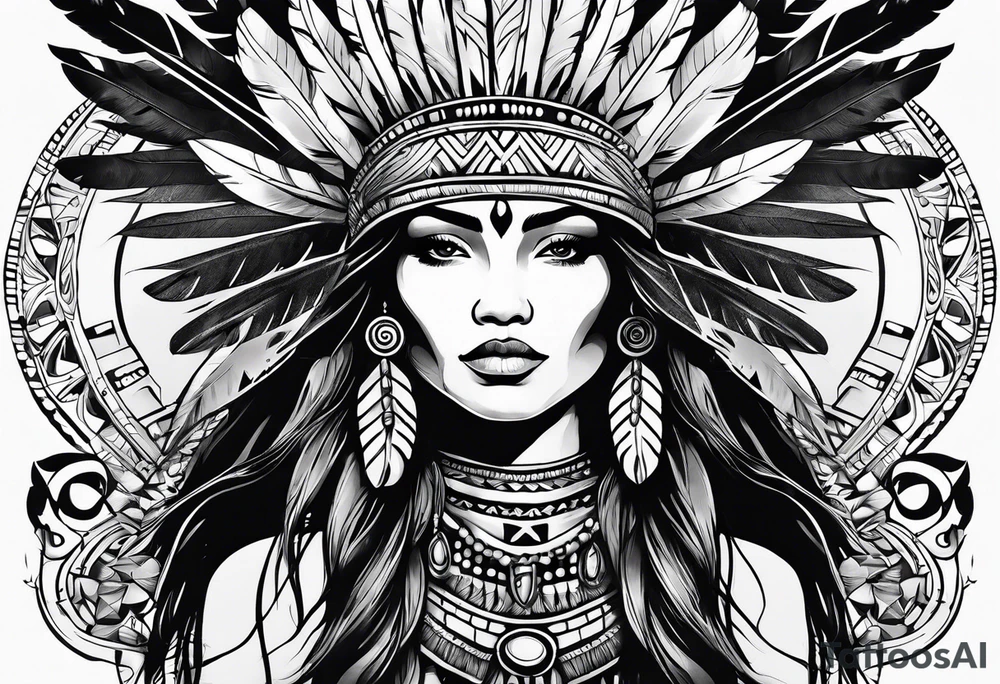 Native American woman spirit tattoo idea