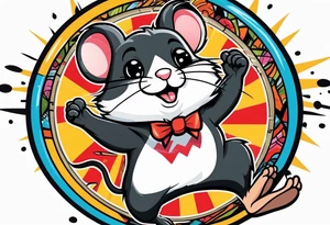 A black hamster running in his wheel tattoo idea