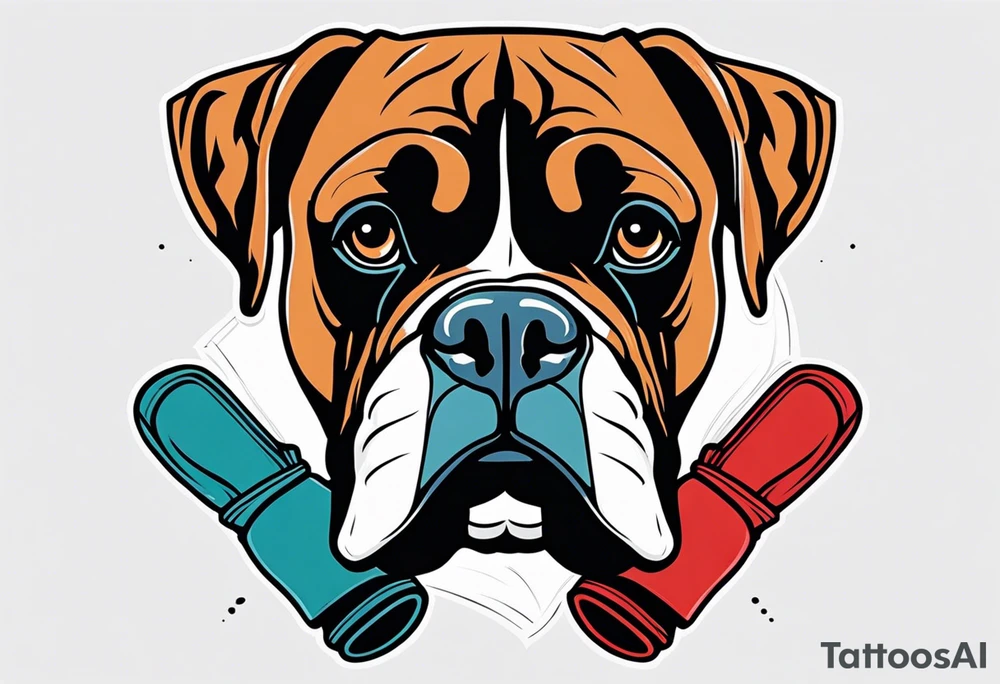 Boxer dog, boxing gloves tattoo idea