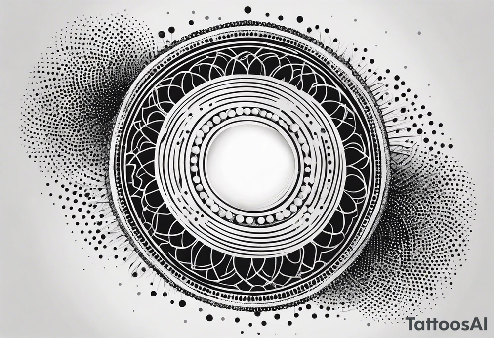 simple sun made of black dots and circles tattoo idea