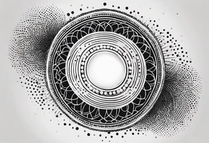 simple sun made of black dots and circles tattoo idea