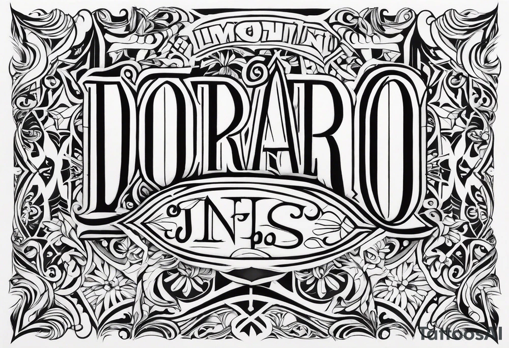 Dorado in lettering with Jesus tattoo idea