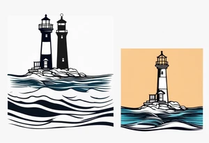 farol no oceano em mar agitado emodulrado tattoo idea