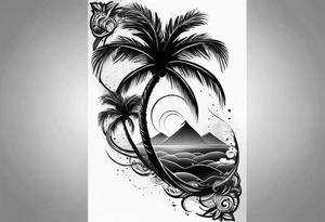 Palm tree arm sleeve tattoo idea