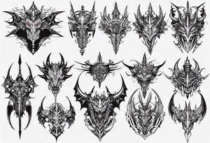 Dragon armor mechanical symmetrical tattoo idea