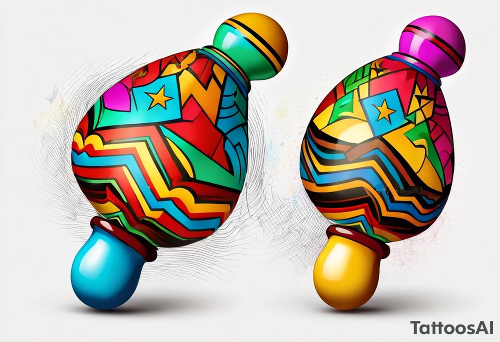 2 colorfull swinging maracas with cuban star tattoo idea