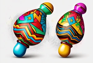 2 colorfull swinging maracas with cuban star tattoo idea