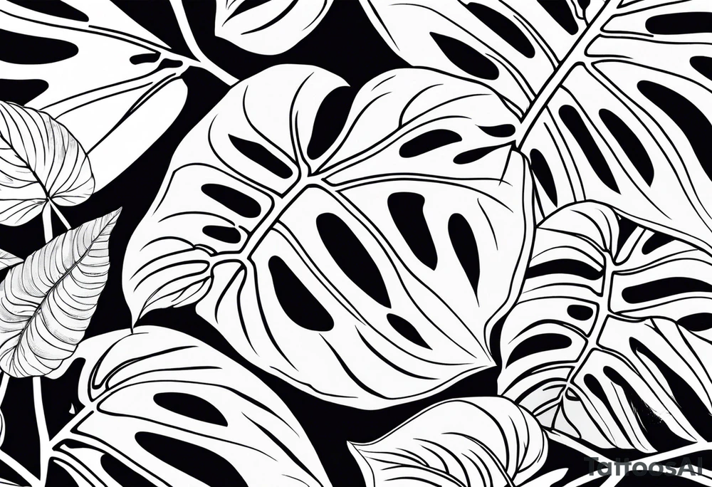 a group of monstera leaves tattoo idea