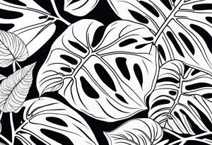 a group of monstera leaves tattoo idea