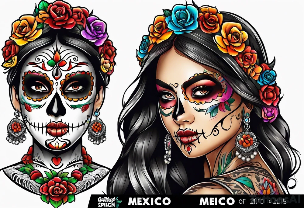 Mexico day of dead tattoo idea