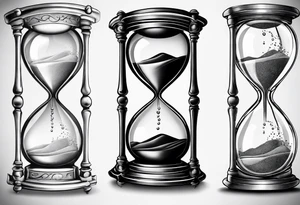Hour glass with sand and skelaton tattoo idea