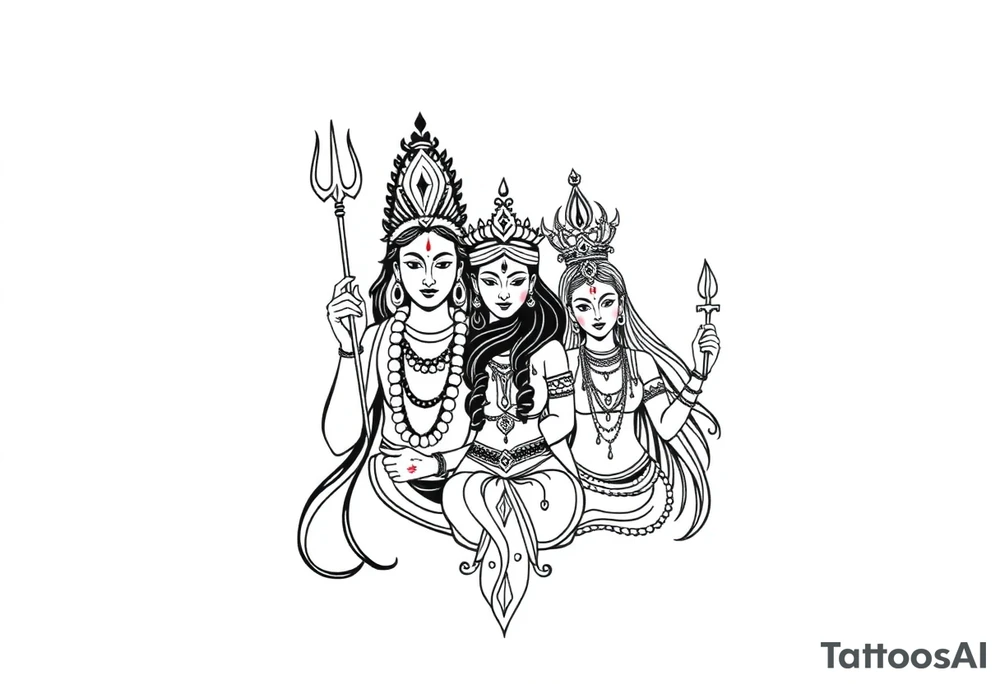 Lord Shiva, Godess Kali, Godess Lilith Together tattoo idea