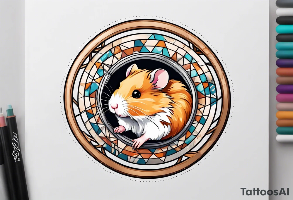 A hamster running in his wheel tattoo idea