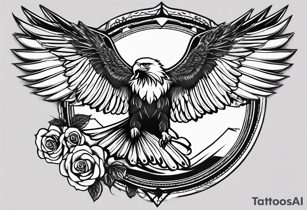 forearm tattoo
eagle wing including a stylish rose with first name Isa encrypted tattoo idea