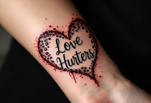 A heart with the words "Love Hurts" carved into it, with dark red ink resembling fresh wounds. tattoo idea