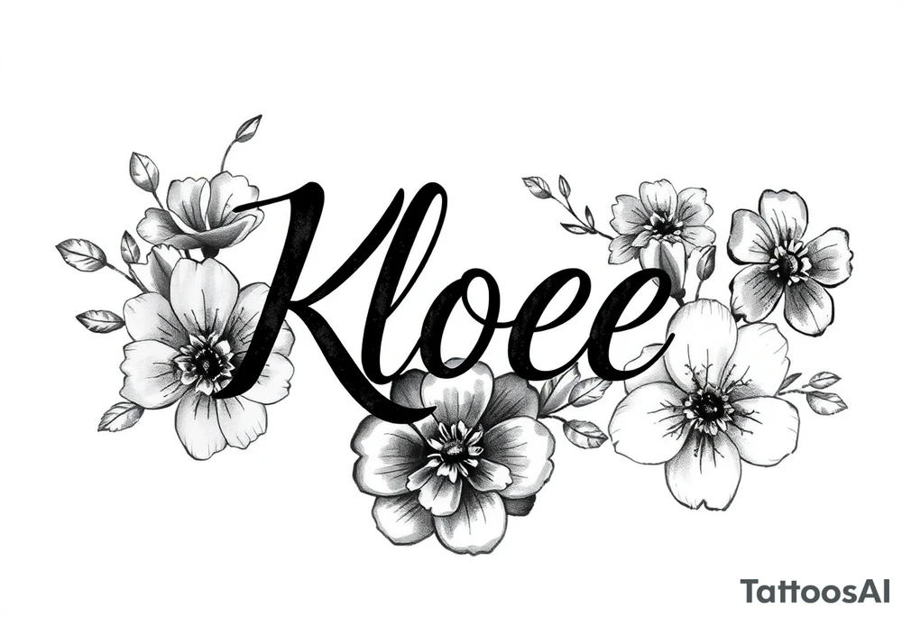 The name Kloee with flowers around it or in it tattoo idea