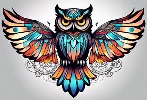 Owl and butterfly tattoo idea