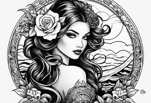 Black, female siren from a storybook tattoo idea