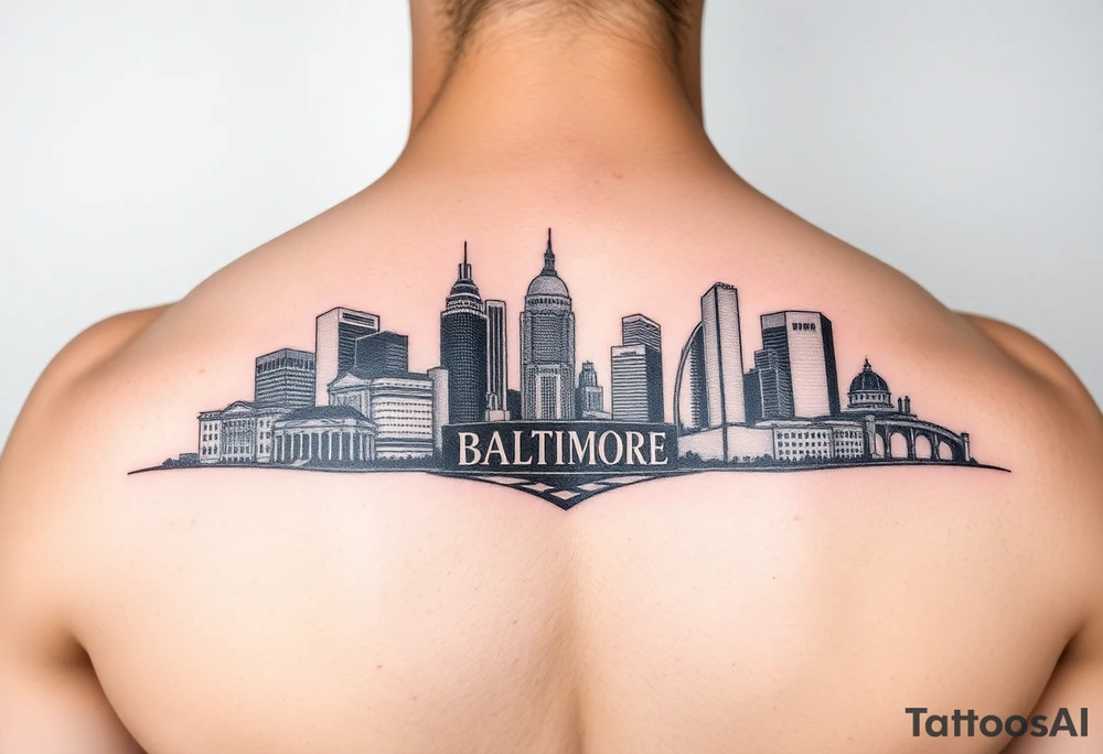 Baltimore Maryland Skyline With Baltimore Heritage tattoo idea