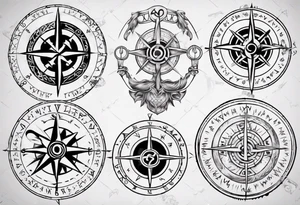 viking style compass with runes tattoo idea