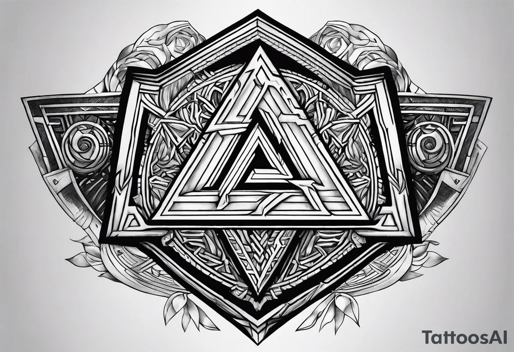 Valhalla shield valknut axe steps tattoo idea