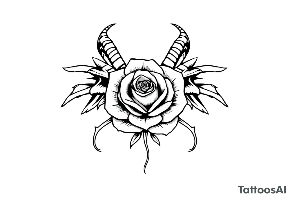 goat bones odd angel surreal rose tattoo idea