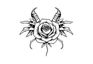 goat bones odd angel surreal rose tattoo idea