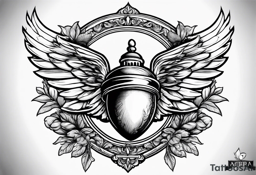 Acorn tattoo with angel wings tattoo idea