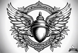 Acorn tattoo with angel wings tattoo idea