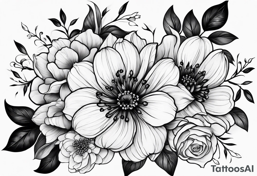 Black flowers tattoo idea