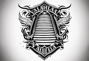 Valhalla fire sword shield stairs tattoo idea