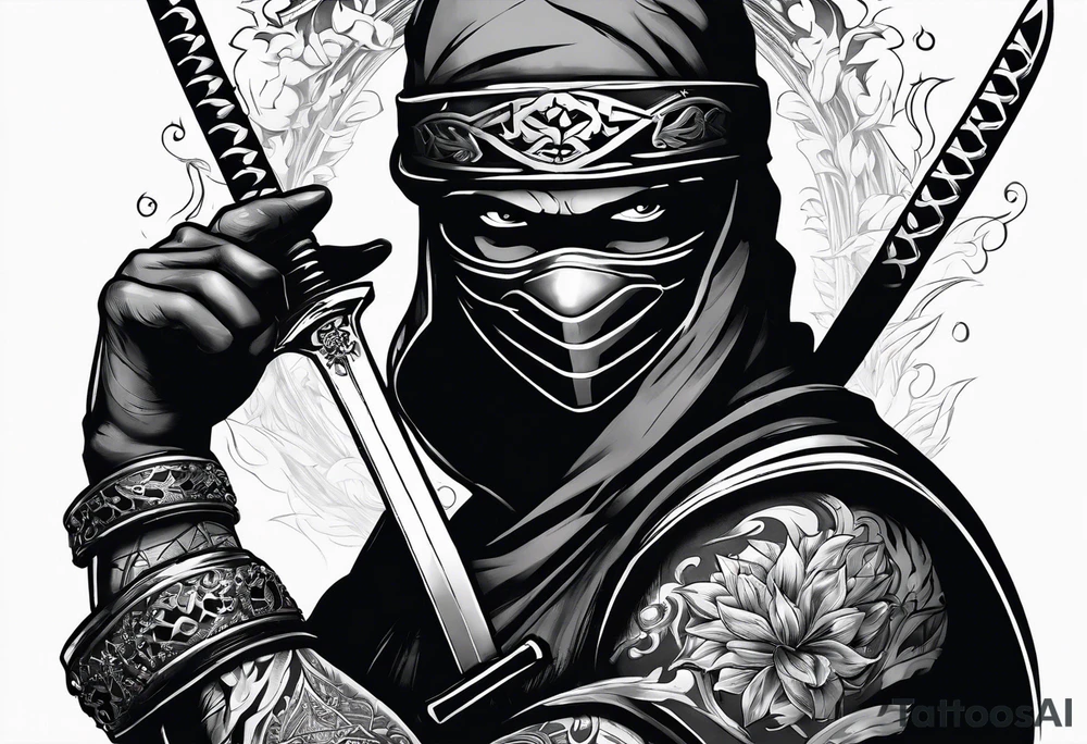ninja with fire in his hand tattoo idea