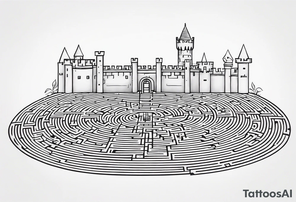 Labyrinth Maze with castle tattoo idea